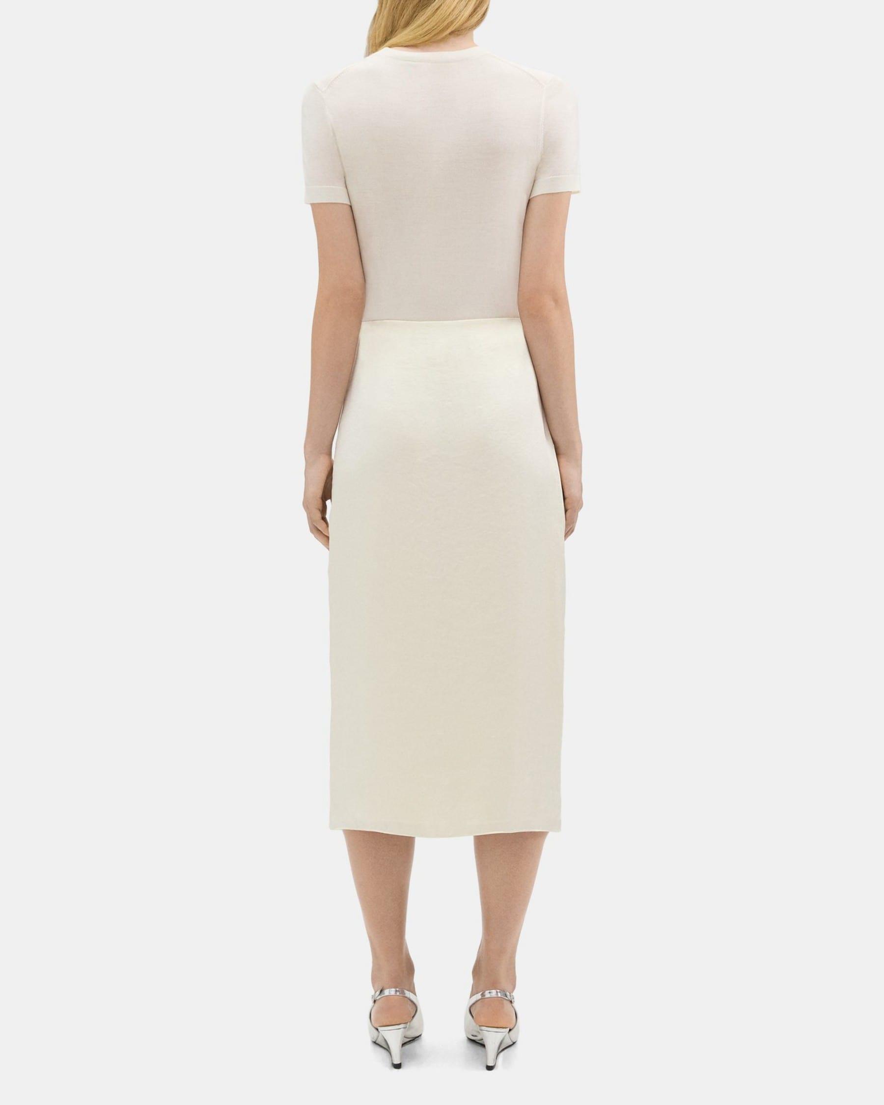 Wrapped Midi Skirt in Crushed Satin Product Image