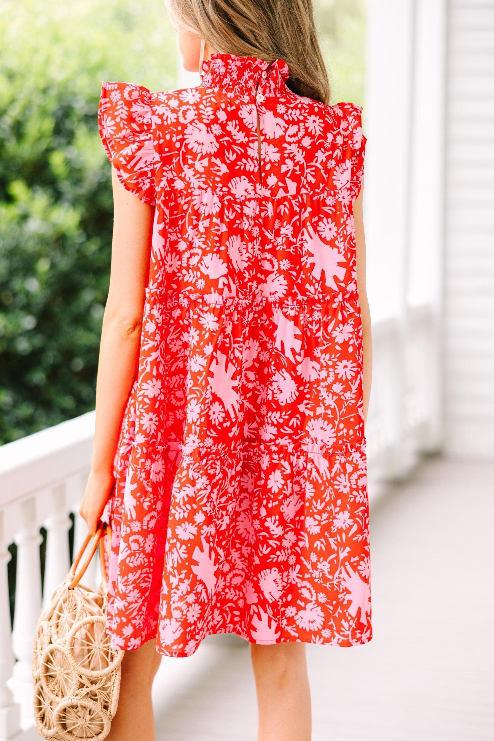 Stay With You Red Floral Babydoll Dress Female Product Image