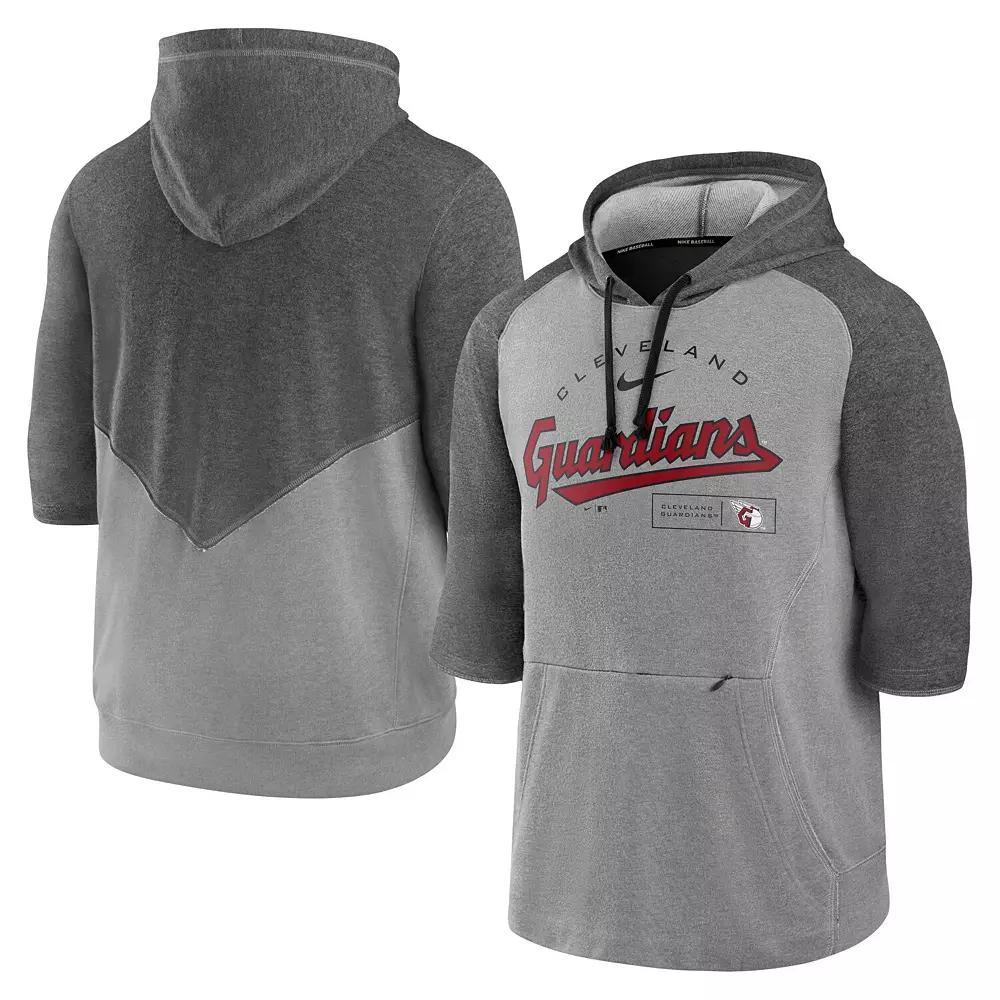 Men's Nike Heathered Charcoal/Heathered Gray Cleveland Guardians Team Modern Arch 3/4 Sleeve Pullover Hoodie, Size: Large, Grd Charco Product Image