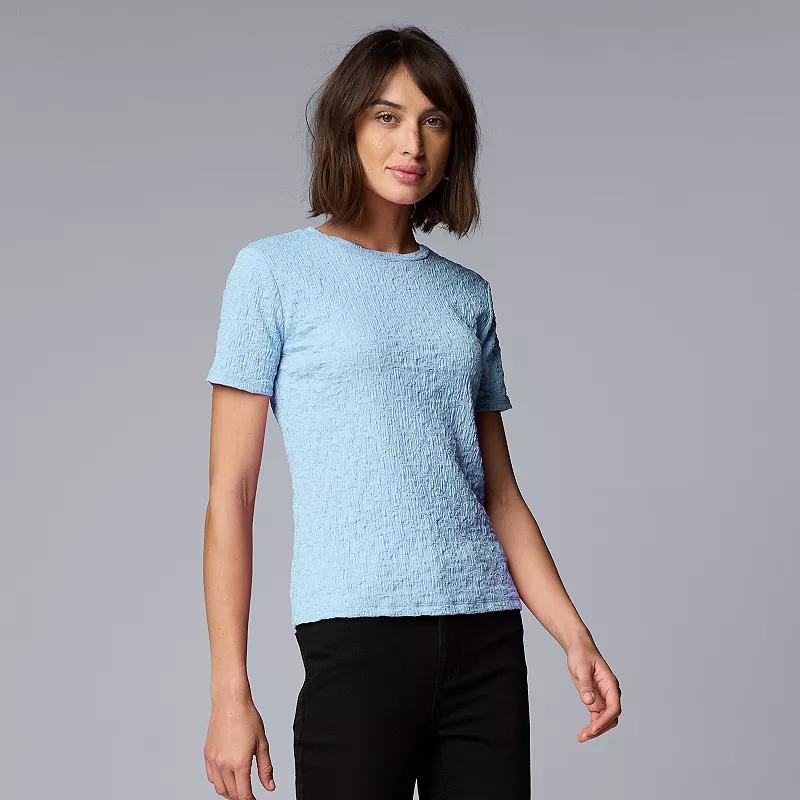 Women's Simply Vera Vera Wang Textured Tee, Size: Large, Vera Cerulean Blue Product Image