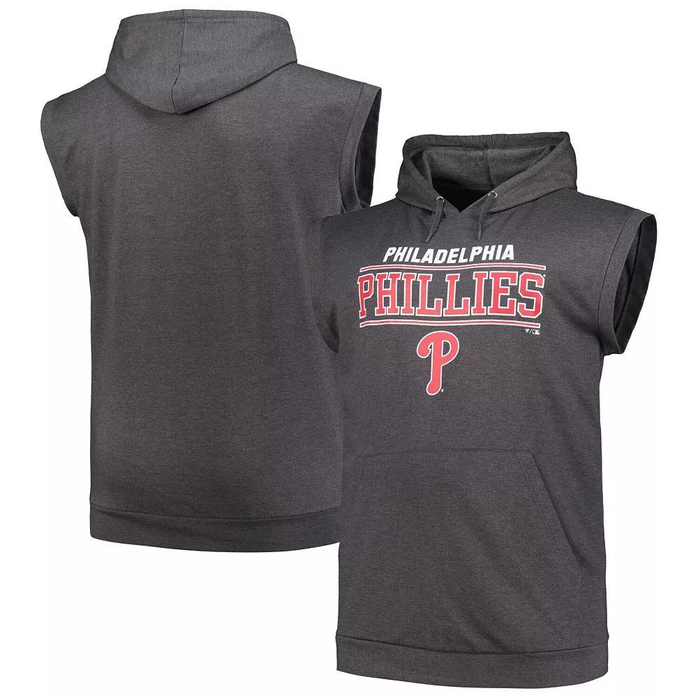 Men's Profile Heather Charcoal Philadelphia Phillies Big & Tall Muscle Sleeveless Pullover Hoodie, Size: 2XLT Product Image