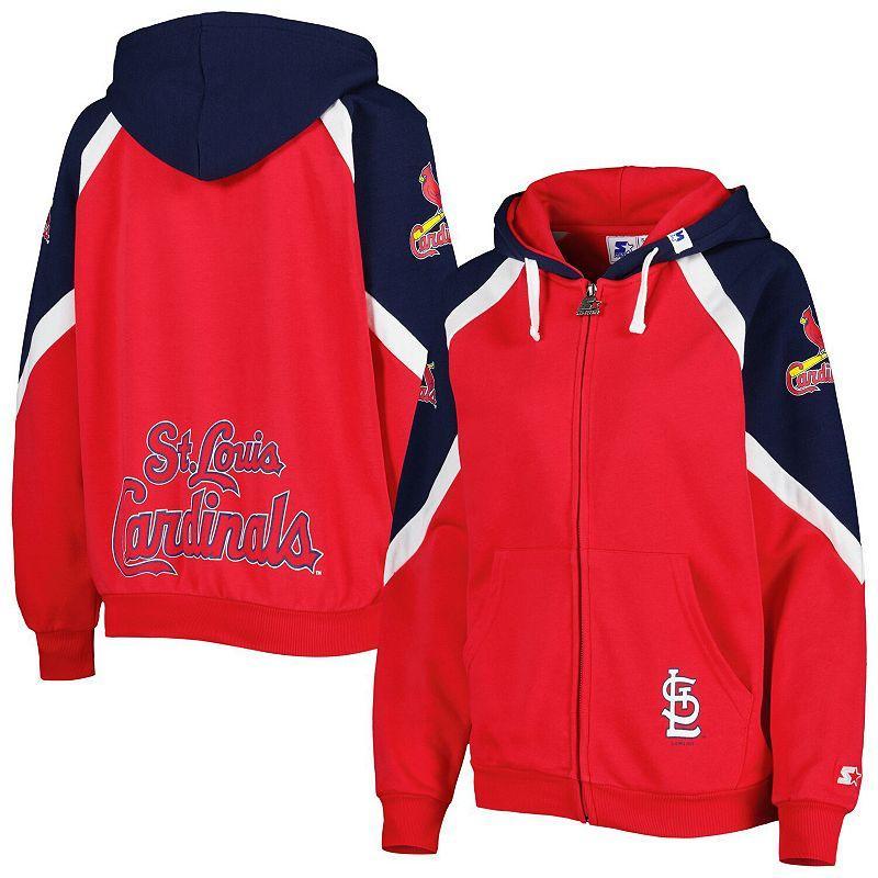 Women's Starter Red/Navy St. Louis Cardinals Hail Mary Full-Zip Hoodie, Size: XS Product Image