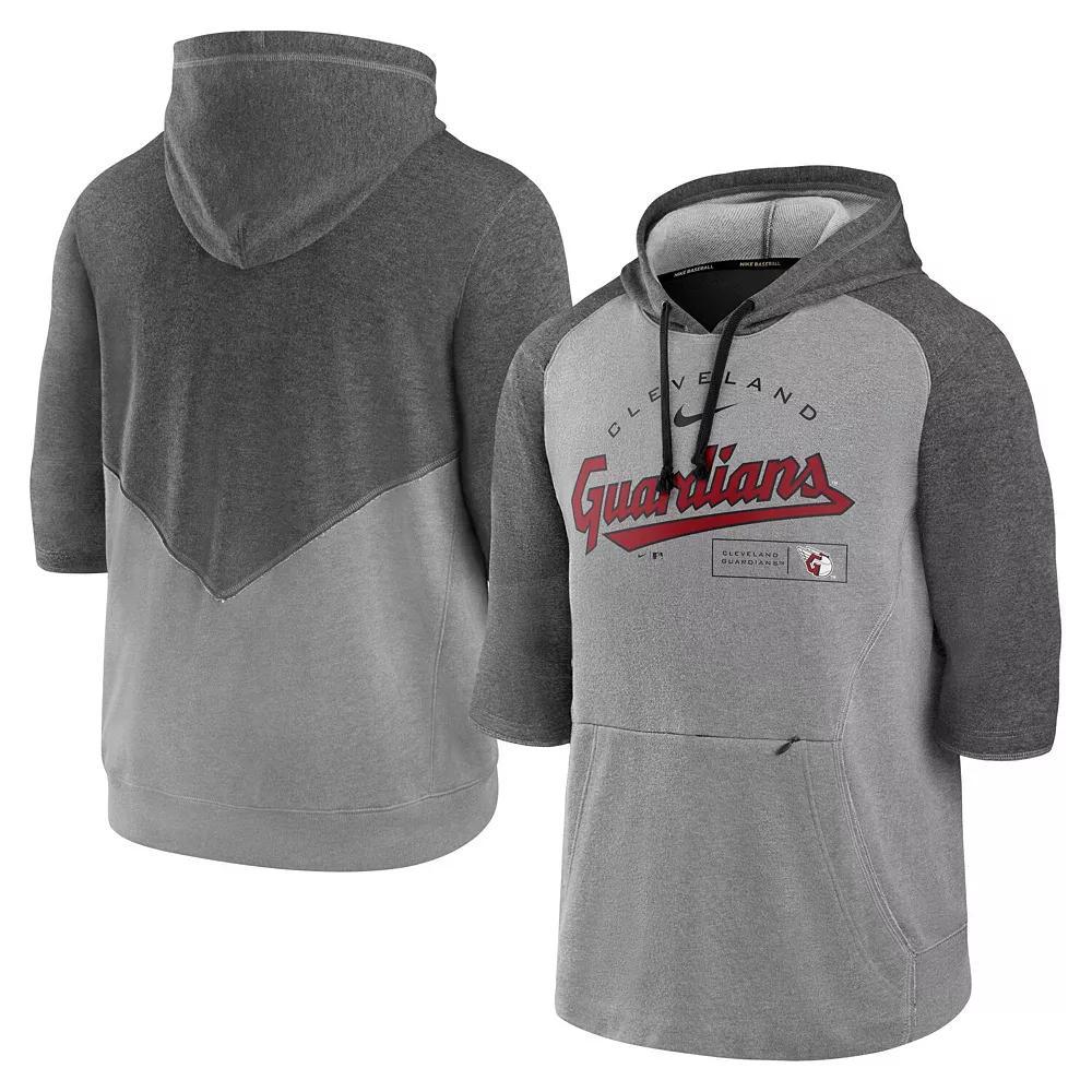 Men's Nike Heathered Charcoal/Heathered Gray Cleveland Guardians Team Modern Arch 3/4 Sleeve Pullover Hoodie, Size: Large, Grd Charco Product Image