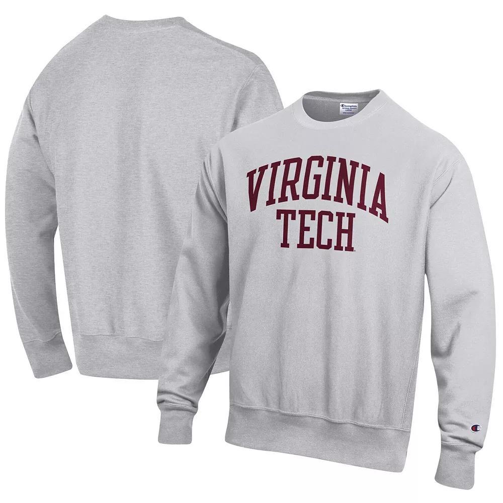 Men's Champion Heathered Gray Virginia Tech Hokies Arch Reverse Weave Pullover Sweatshirt, Size: 2XL, Grey Product Image