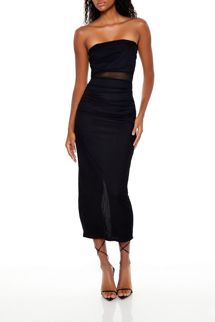 Ruched Mesh Midi Tube Dress | Forever 21 Product Image