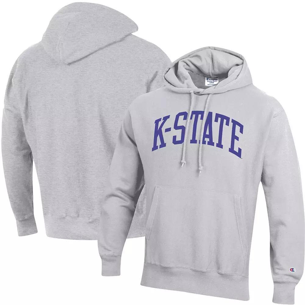 Men's Champion Heathered Gray Kansas State Wildcats Team Arch Reverse Weave Pullover Hoodie, Size: Large, Grey Product Image