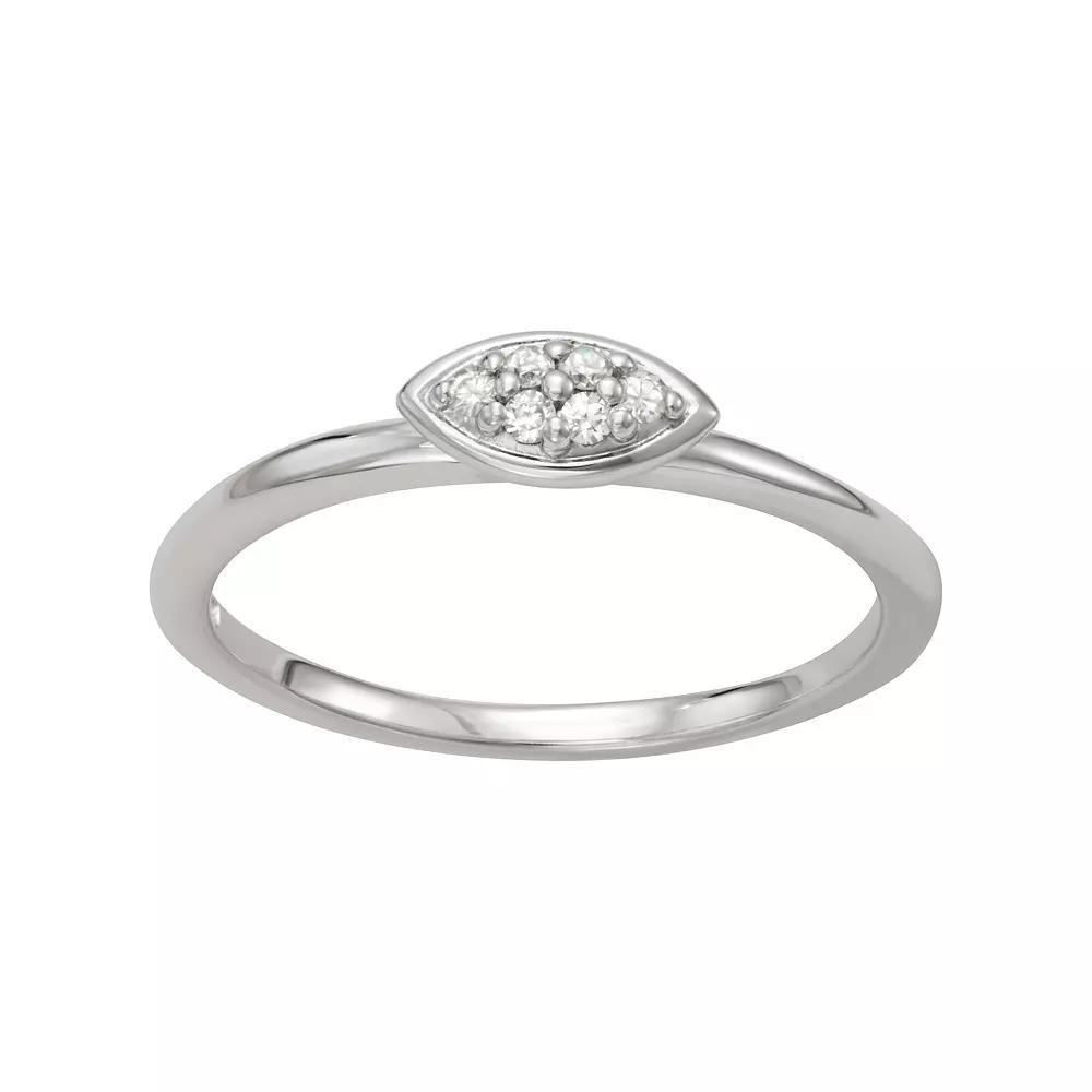 Moissanite Outlet Sterling Silver 1/10 Carat T.W. Pave Lab-Created Moissanite Marquise Ring, Women's, Size: 6 Product Image