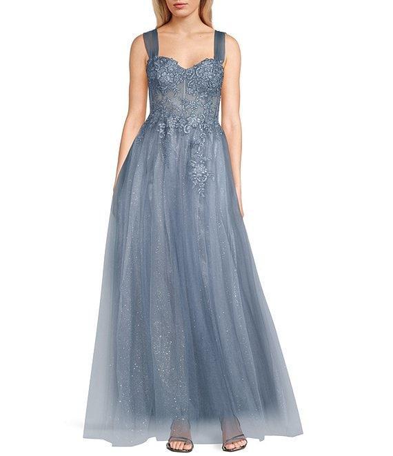 Blondie Nites Embellished Mesh Sweetheart Neckline Corset Ballgown Product Image