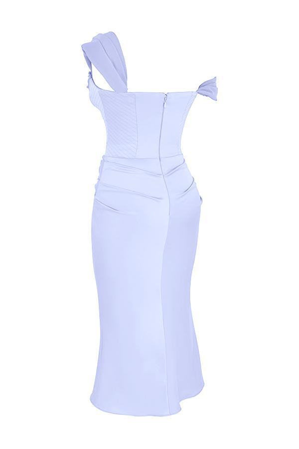 Natalya Sky Satin Corset Midi Dress Product Image