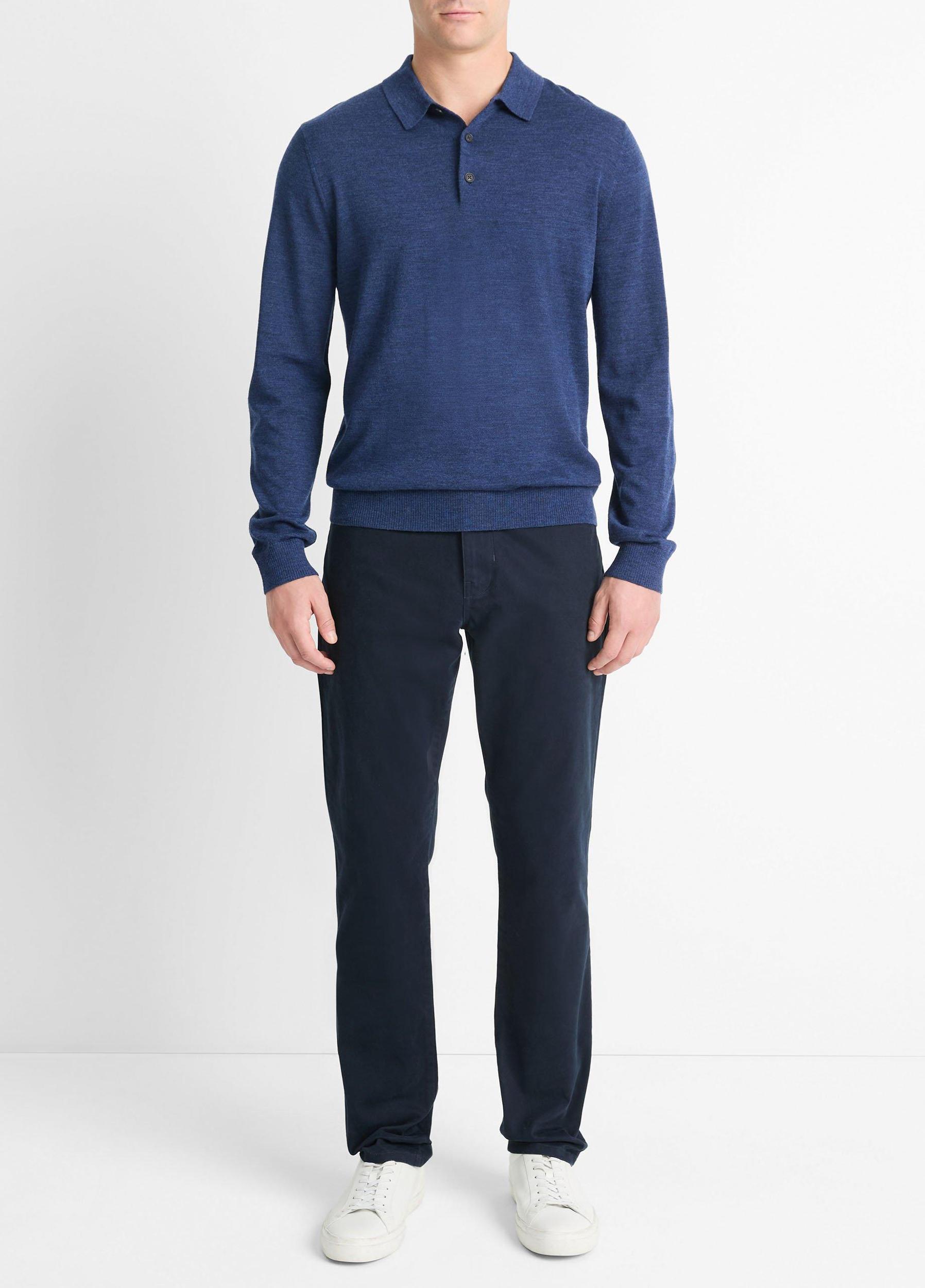 Wool Long-Sleeve Polo Sweater Product Image