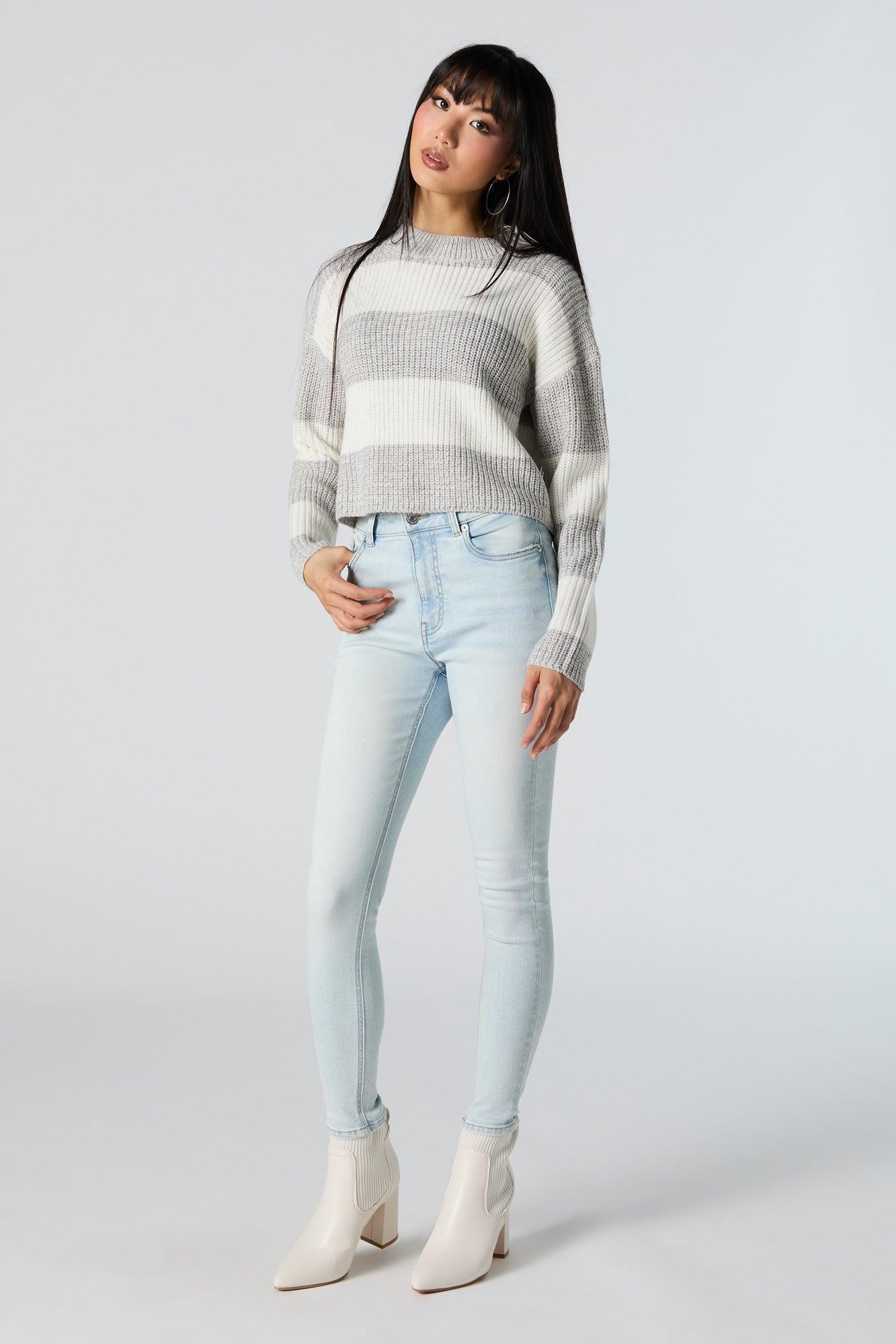 Striped Crew Neck Knit Sweater Female Product Image