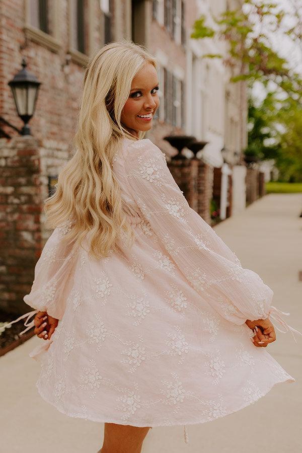 Chic Sweetheart Embroidered Mini Dress in Peach Product Image