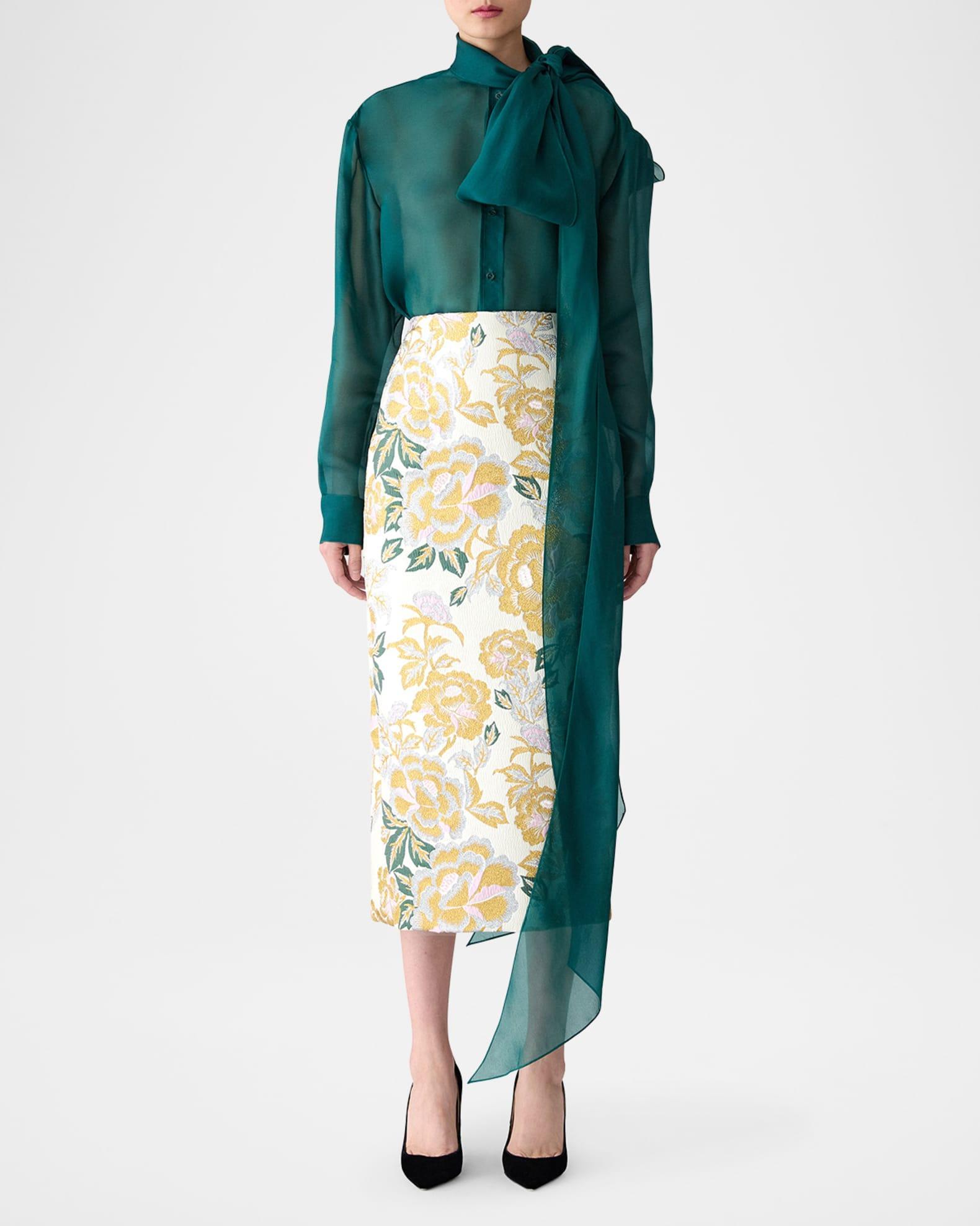 Floral Jacquard Midi Skirt Product Image
