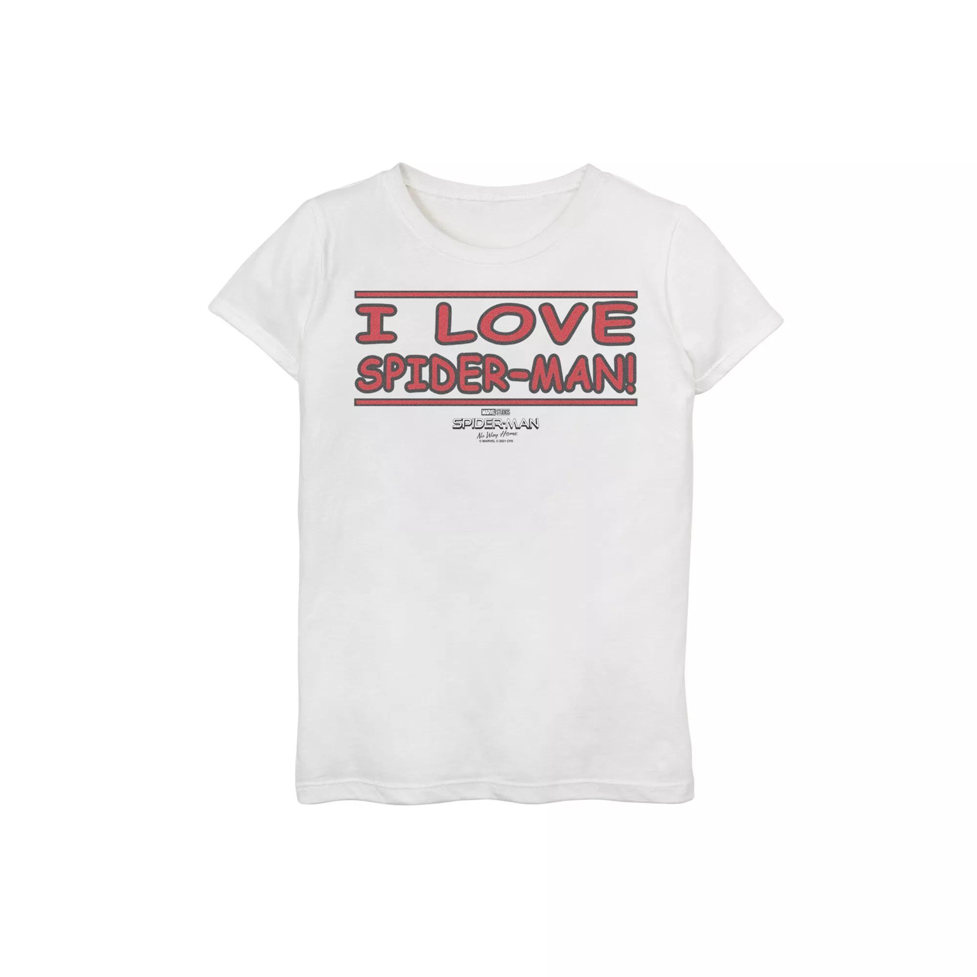 Girls 7-16 Marvel Spider-Man No Way Home I Love Spider-Man Banner Graphic Tee, Girl's, Size: Medium, White Product Image