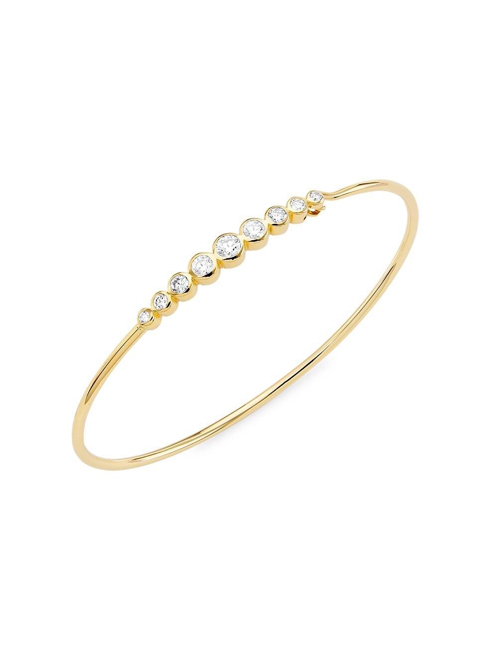 Womens 14K Yellow Gold & 0.60 TCW Bezel-Set Diamond Wire Bangle Product Image