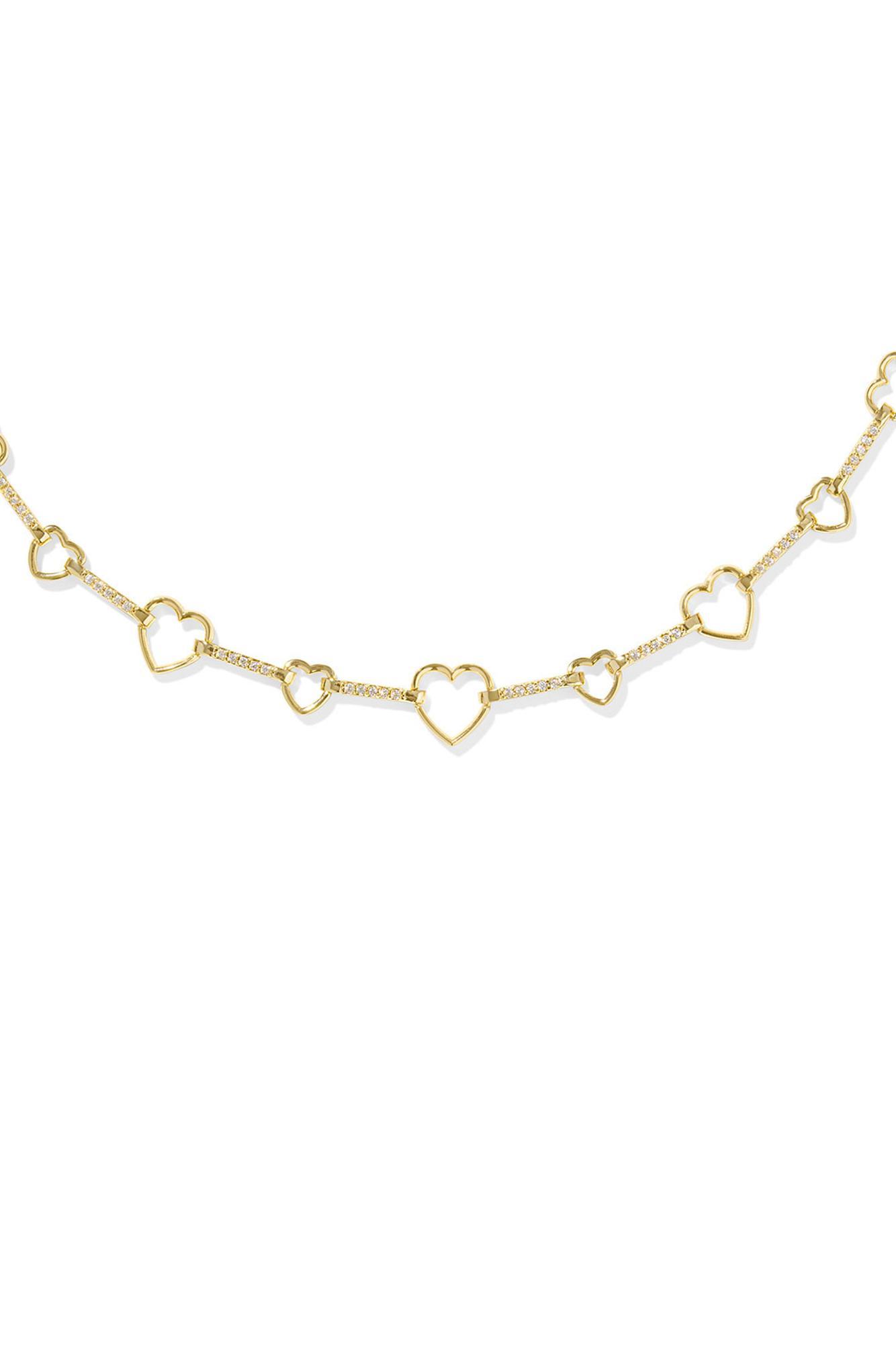 Haisley Heart Gold Strand Necklace White Crystal Product Image