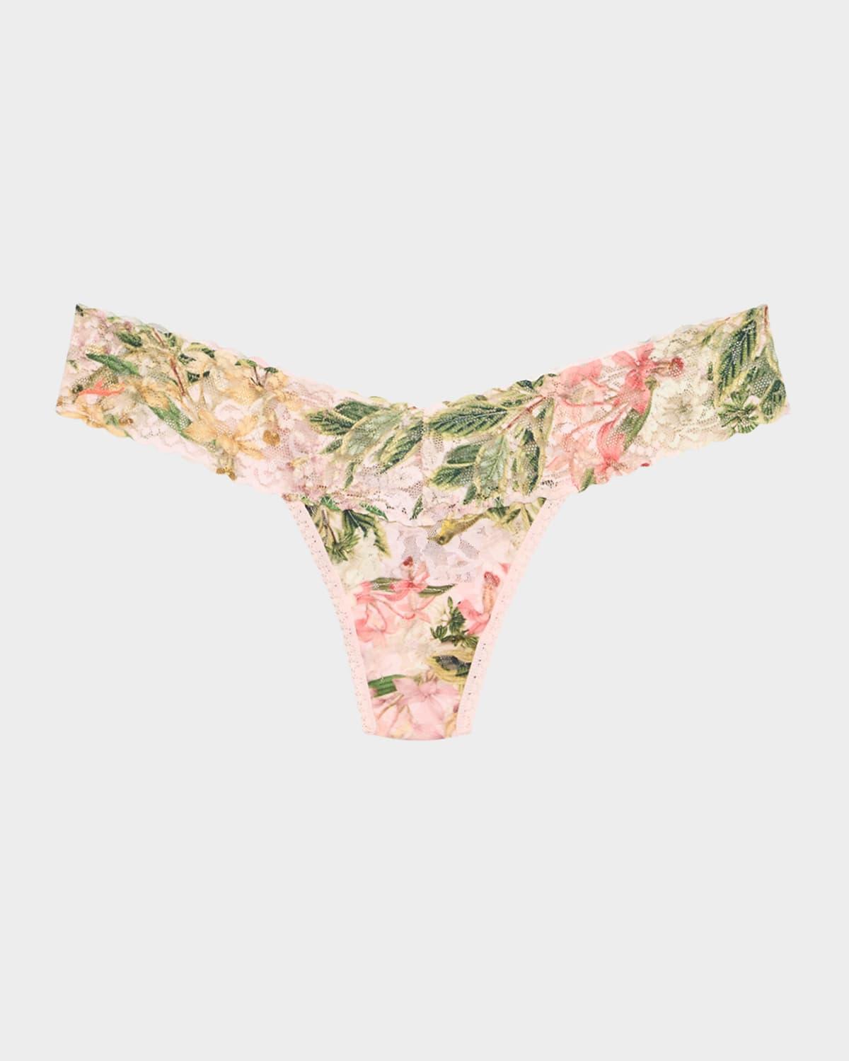 Printed Low-Rise Signature Lace Thong Product Image