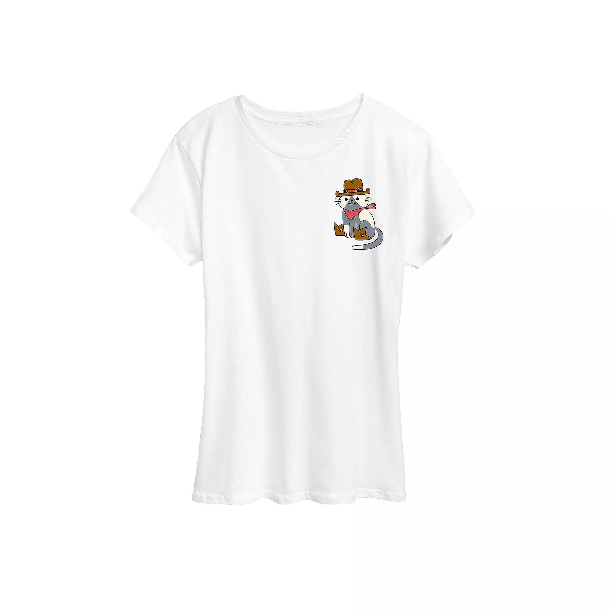 Womens Cowboy Cat Graphic Tee, Girls Product Image
