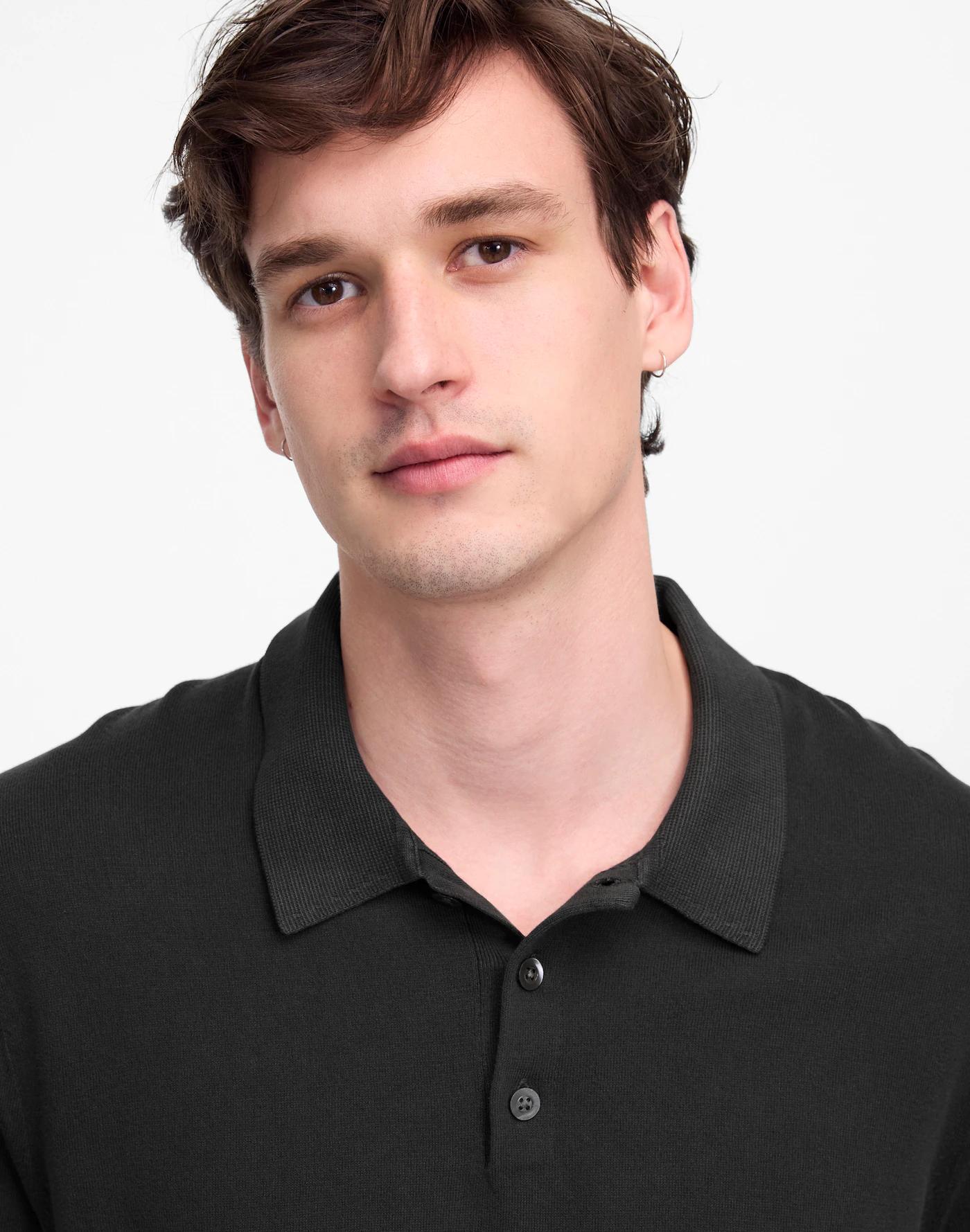 Three-Button Sweater Polo Shirt Product Image