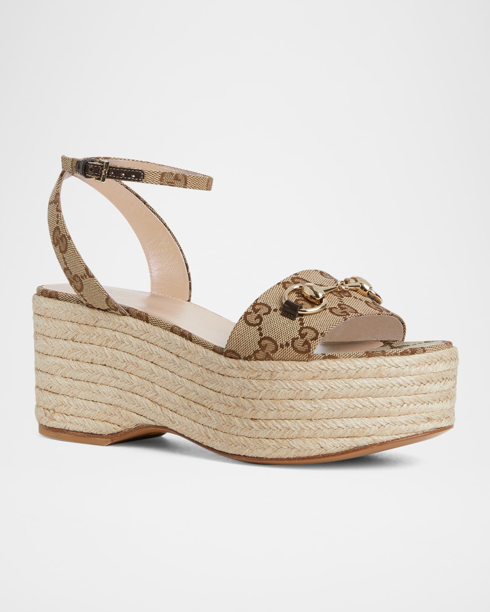 Lady Horsebit GG Platform Espadrille Sandals  Product Image