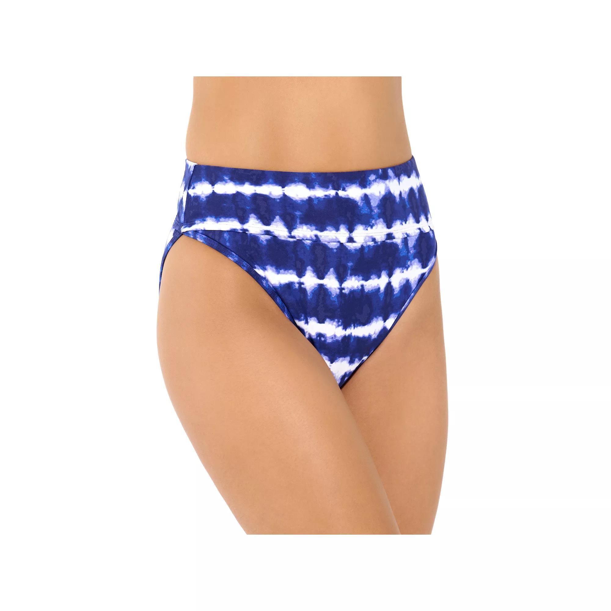 Women's Freshwater Banded High-Leg Swim Bottoms, Size: XS, Blue Product Image
