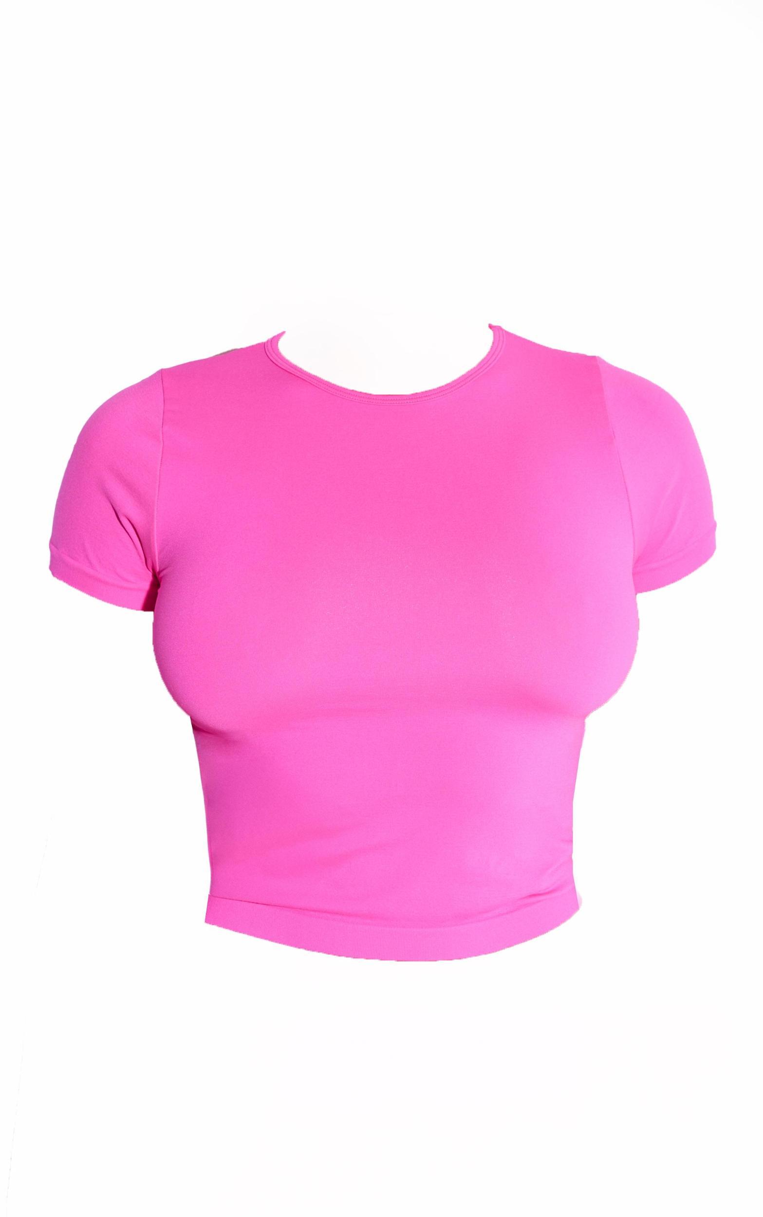 Shape Neon Pink Stretch Seamless Short Sleeve Longline Top Product Image