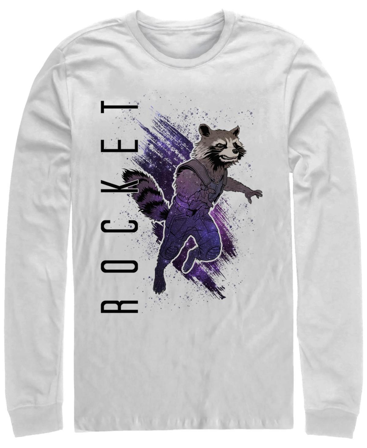 Men's Marvel Avengers Rocket Galaxy Painted Long Sleeve Tee, Size: Medium, White Product Image