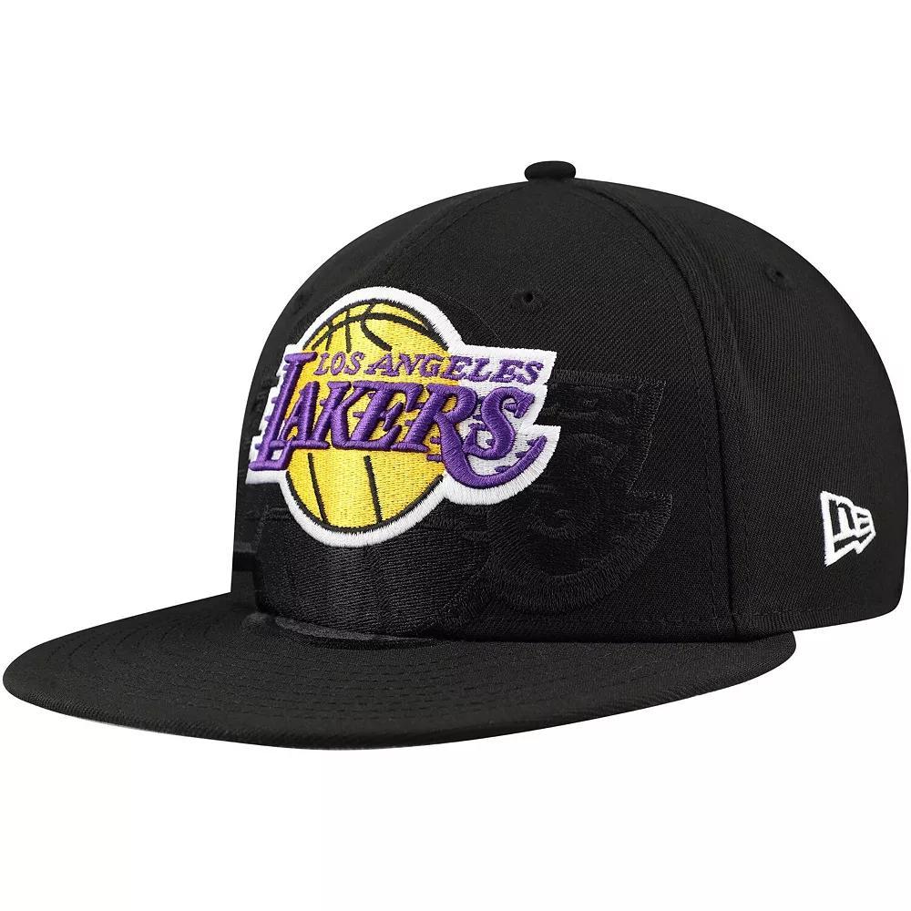 Men's New Era Black Los Angeles Lakers Blackout Shadow Logo 59FIFTY Fitted Hat, Size: 7 1/2 Product Image