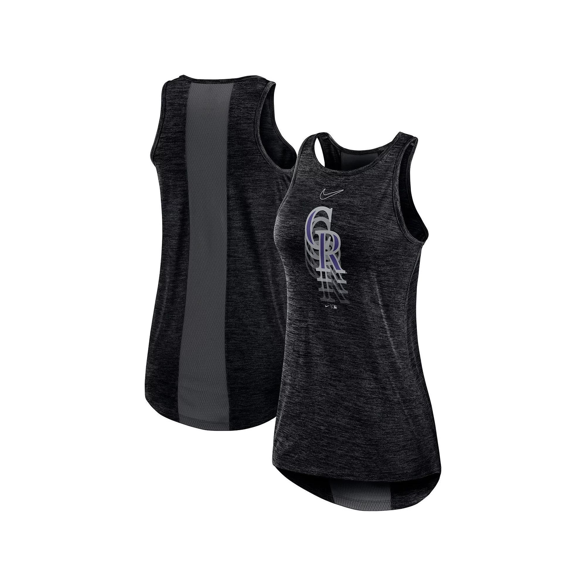 Women's Nike Black Colorado Rockies Logo Fade High Neck Performance Tank Top, Size: Large Product Image