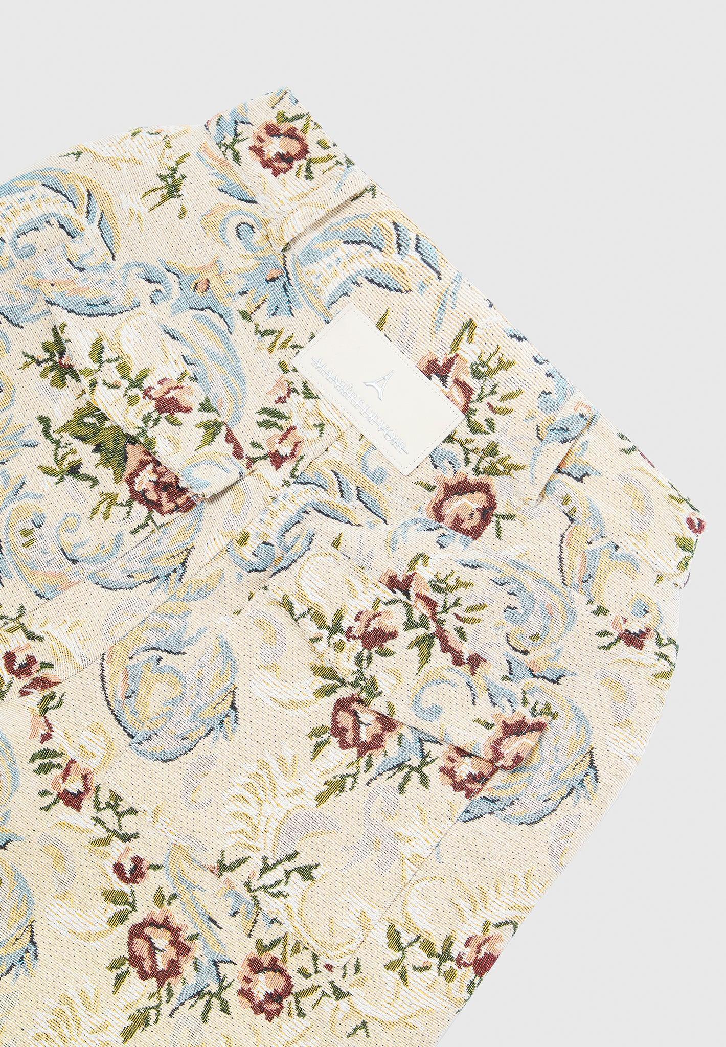 Floral Jacquard High Waisted Cargo Pants - Beige Female Product Image