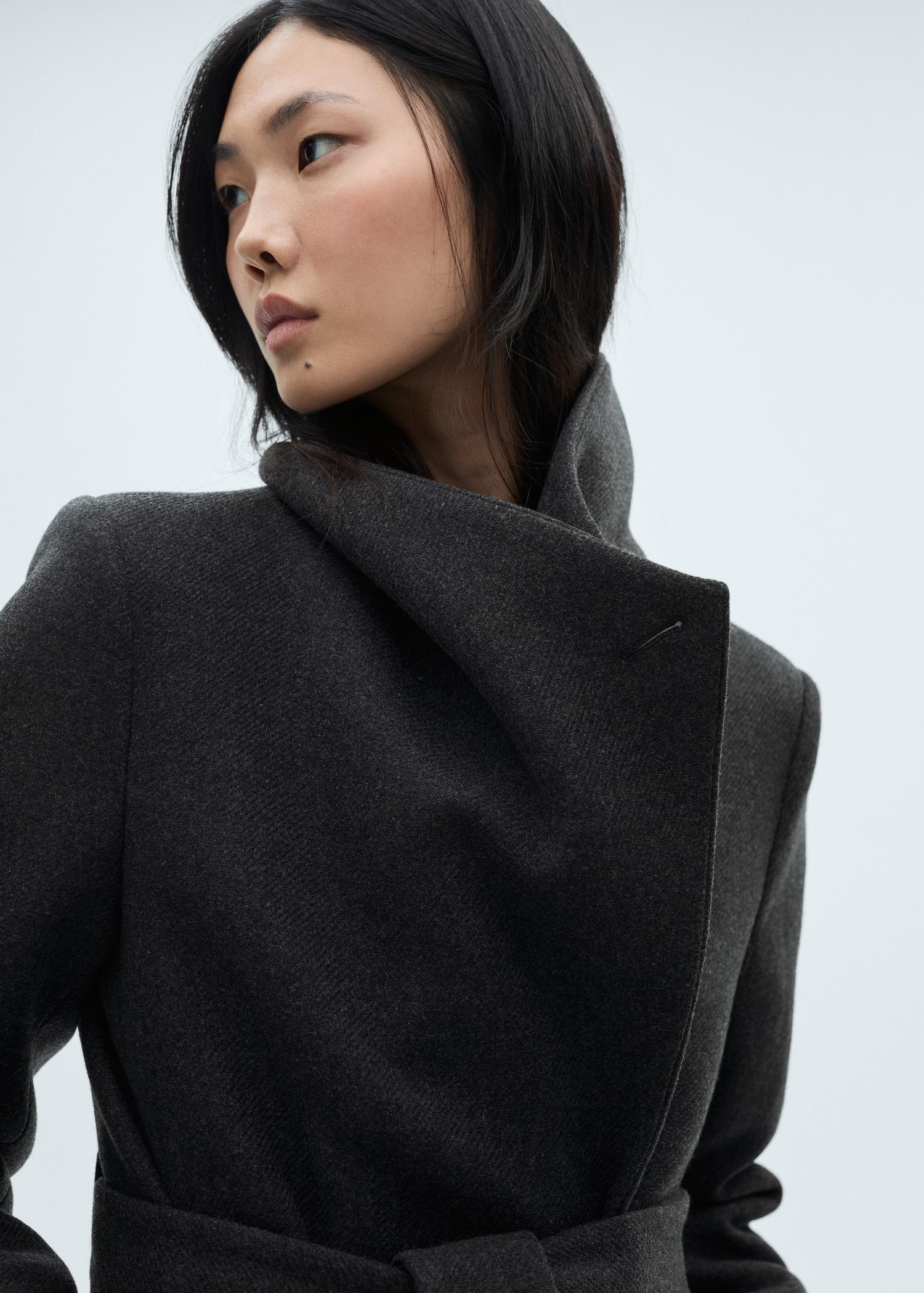 Woollen coat with belt - Women | MANGO USA Product Image