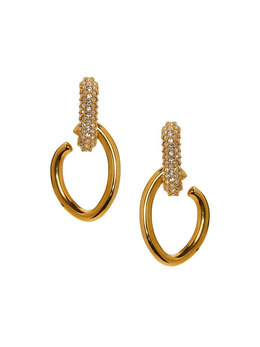 Womens 24K-Gold-Plated & Crystal Drop Earrings Product Image