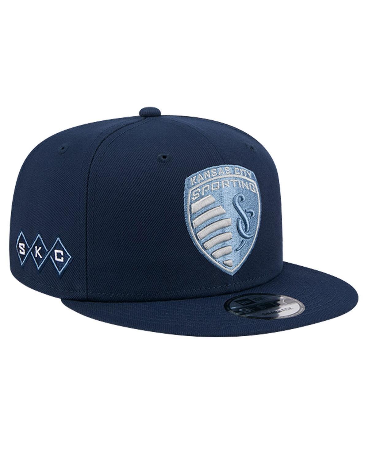 Men's New Era Navy Sporting Kansas City 2024 Jersey Hook 9FIFTY Snapback Hat, Blue Product Image