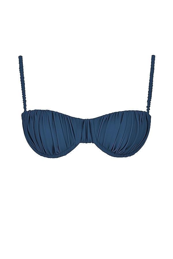 Athens  deep blue gathered high leg bikini bottom Product Image