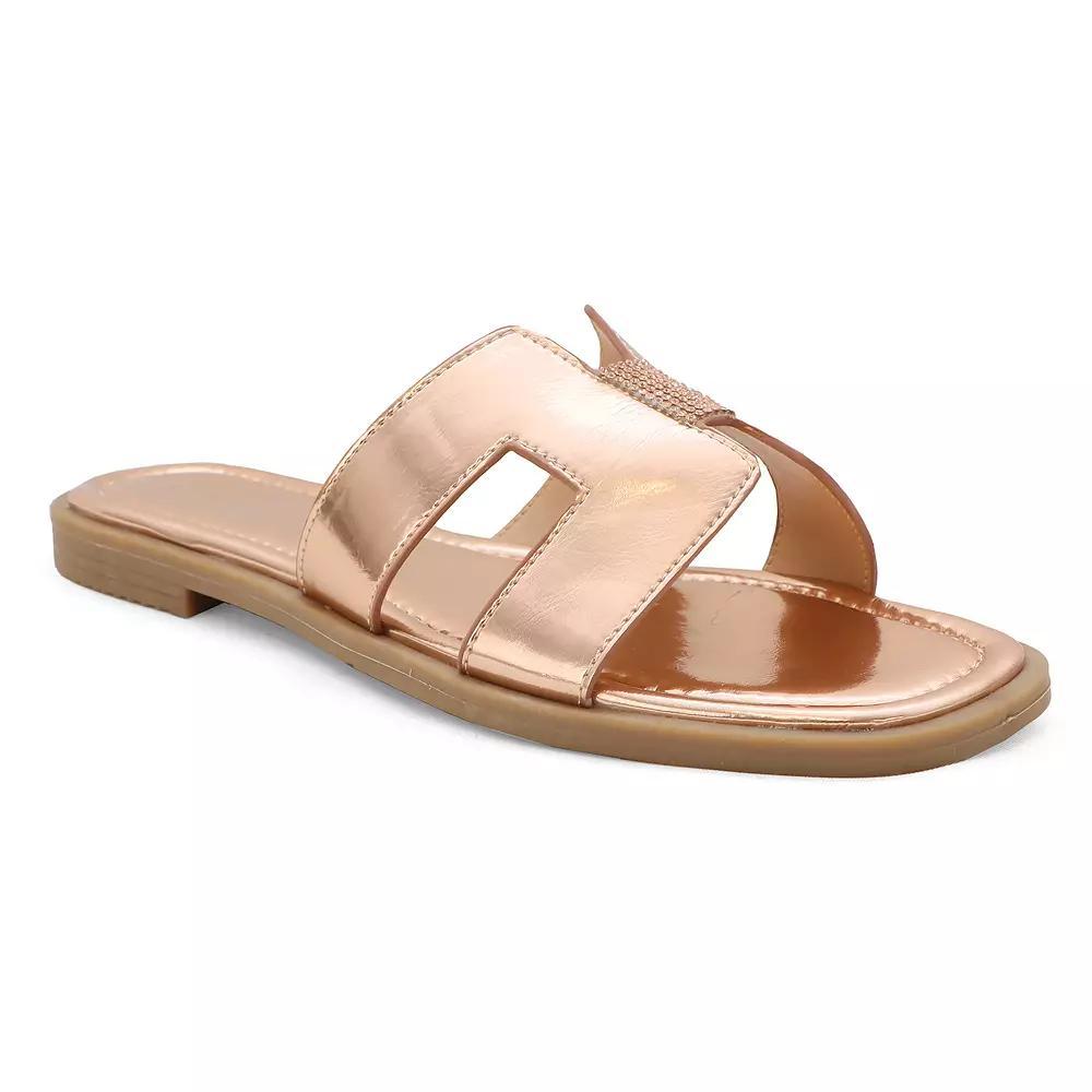 Yoki Women's H-Band Upper Flat Sandal, Size: 7 Medium, Rose Gold Product Image