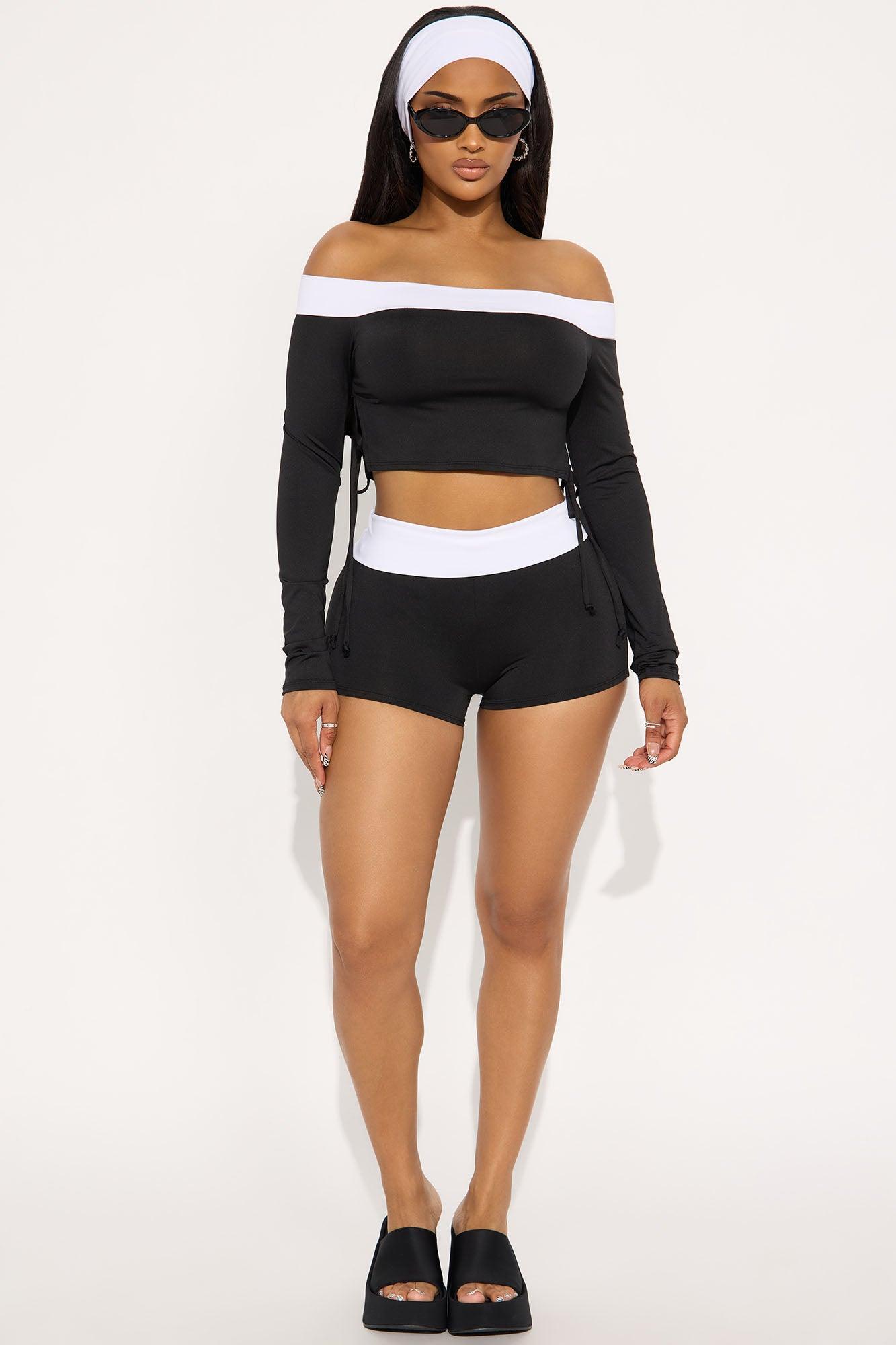 Brendie Contrast 3 Piece Short Set - Black Product Image