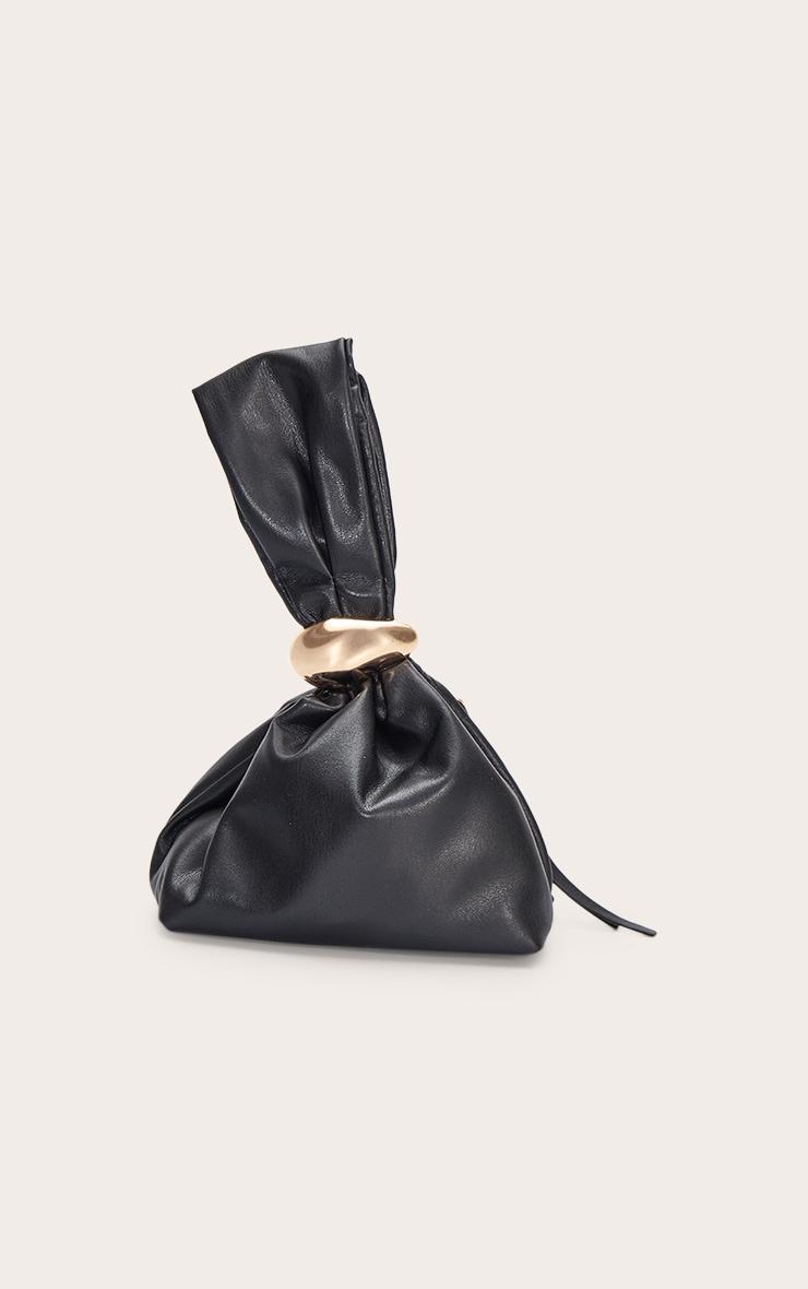 Premium Black Soft Pu Gold Handle Hand Bag Product Image