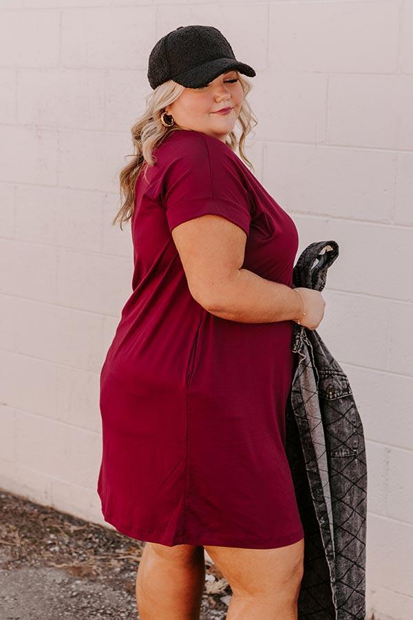 Back To Basics T-Shirt Dress In Wine Curves Product Image