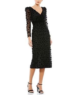Mac Duggal Embellished V-Neck Illusion Long Sleeve Column Midi Product Image