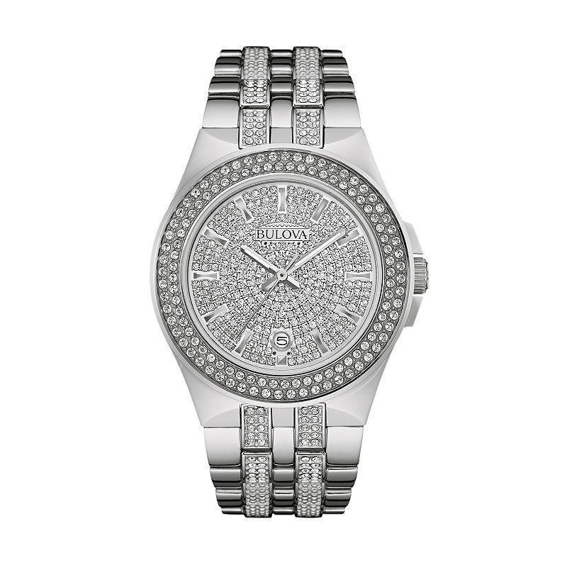 Bulova Mens Crystal Stainless Steel Watch - 96B235, Multicolor Product Image