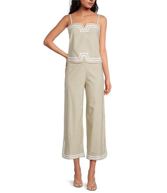 Trina Turk Avignon Stretch Linen Square Neck Sleeveless Coordinating Top Product Image