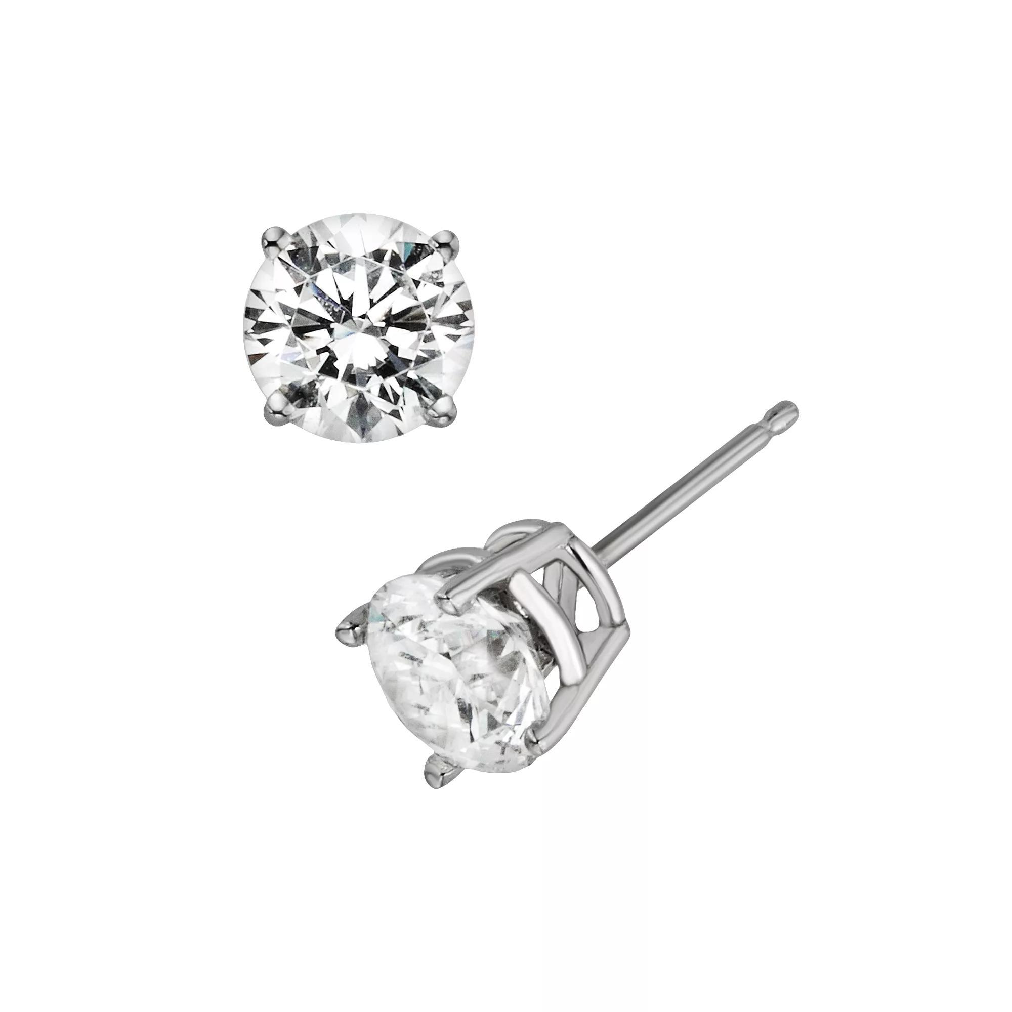 Diamonore Sterling Silver 1-ct. T.W. Simulated Diamond Stud Earrings, Women's, White Product Image