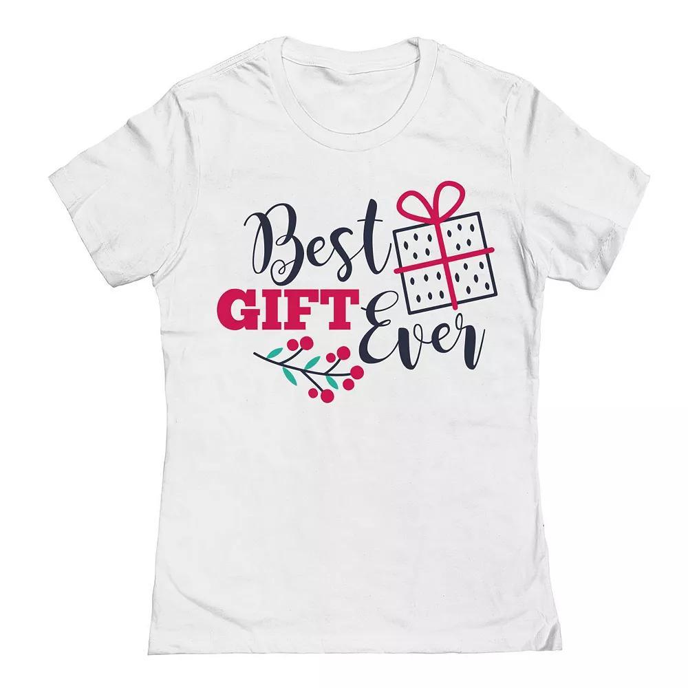 Junior's Christmas Best Gift Ever Graphic Tee, Women's, Size: Large, White Product Image