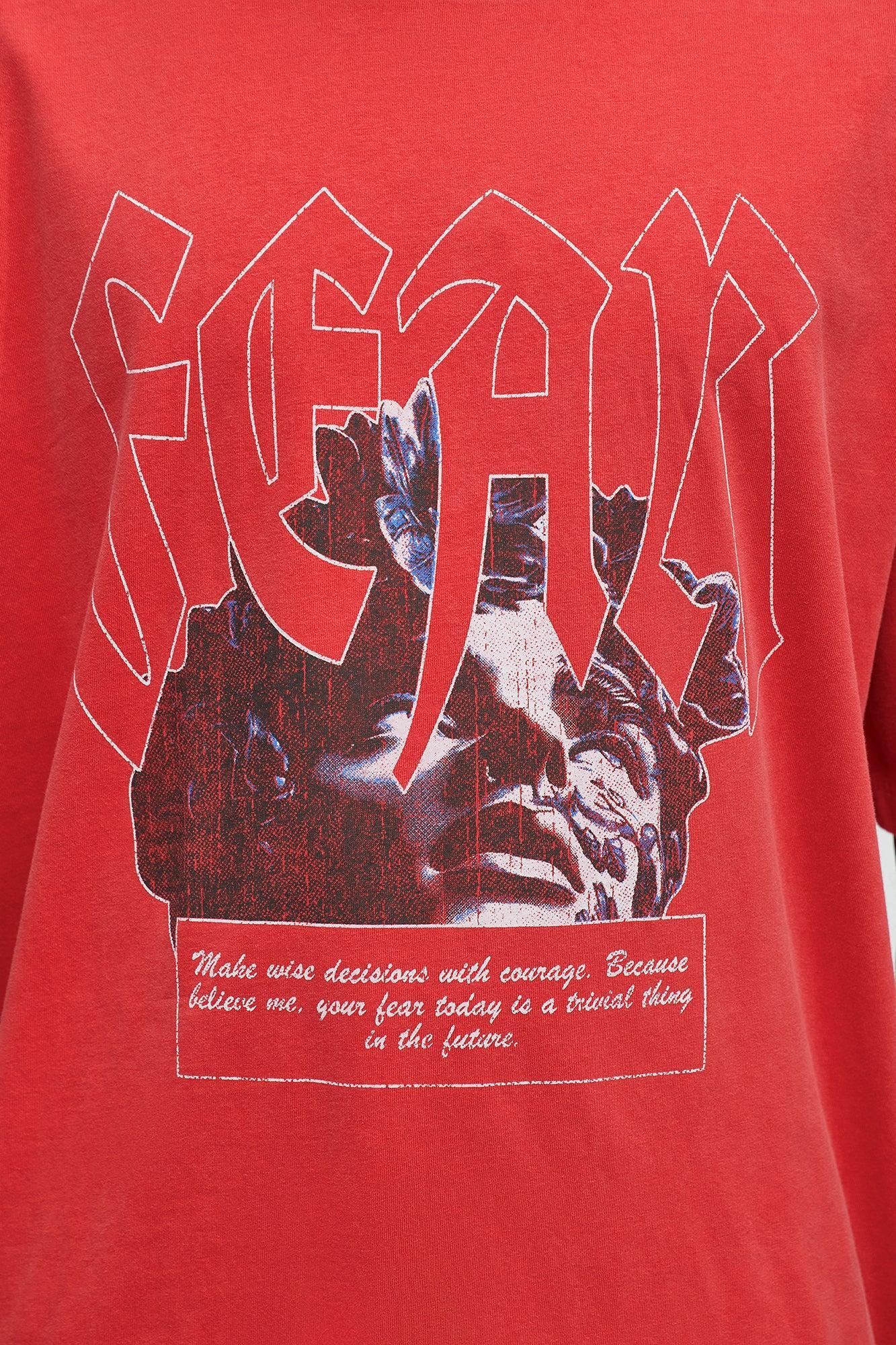 Fear History Oversized Short Sleeve Tee - Red Male Product Image