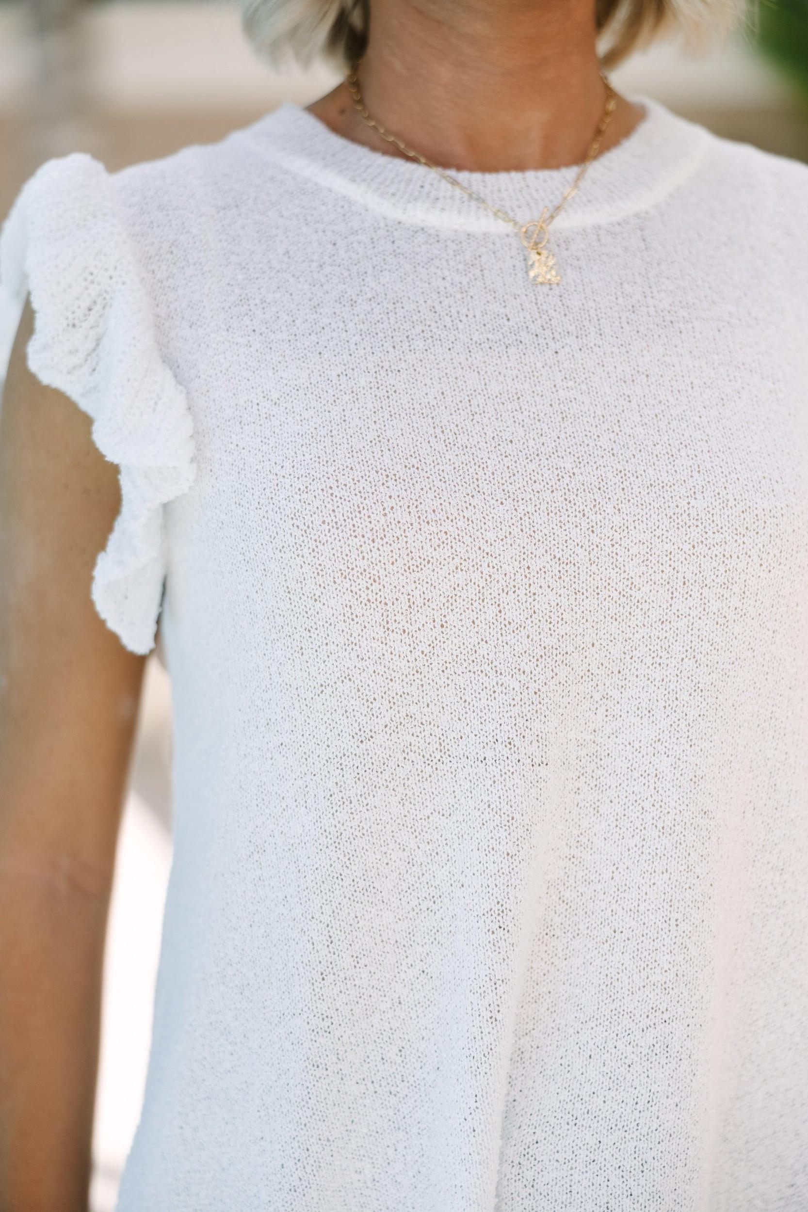Certain Joy White Knit Top Female Product Image