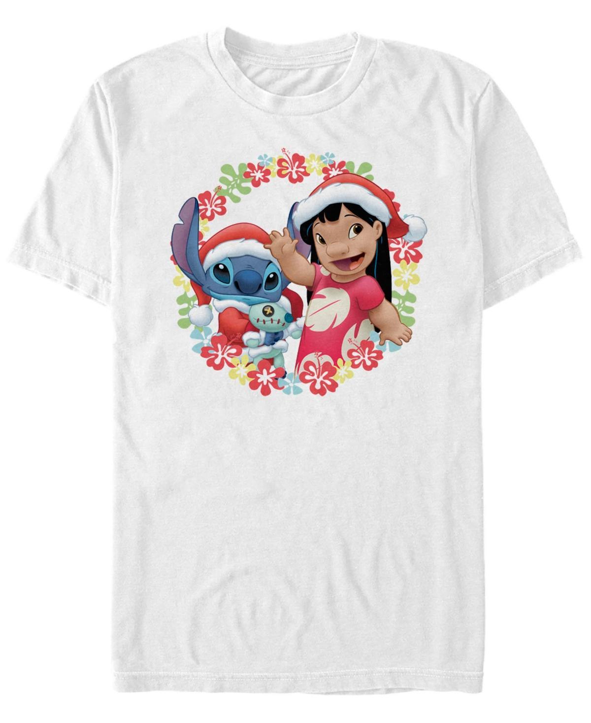Disney's Lilo & Stitch Christmas Hawaiian Flower Wreath Men's Tee, Size: XXL, White Product Image