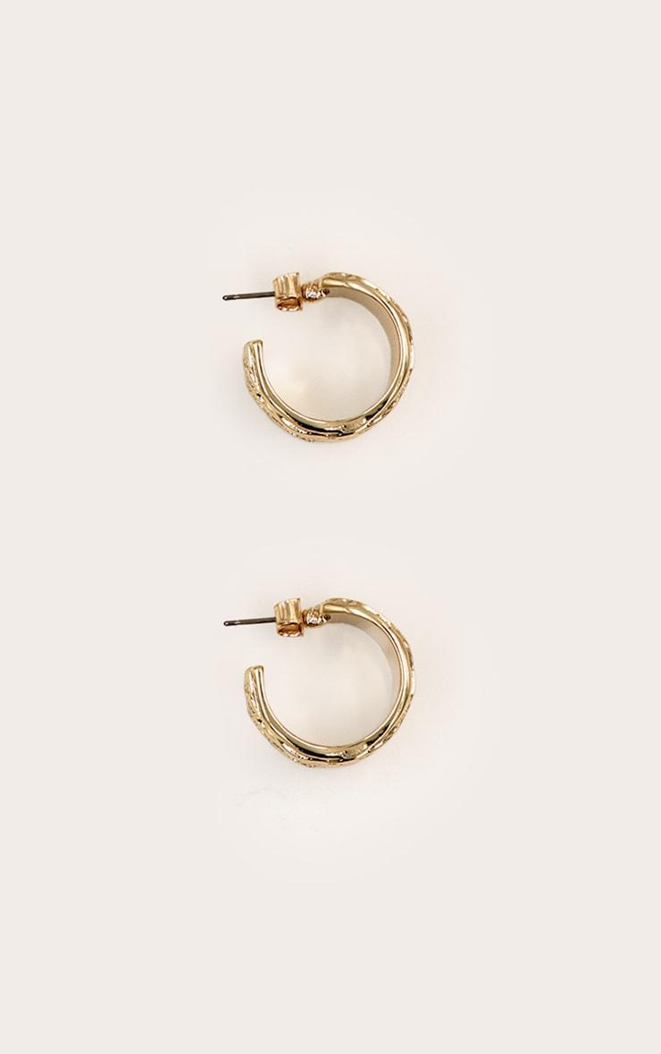 Gold Textured Swirl Small Hoop Earrings Product Image