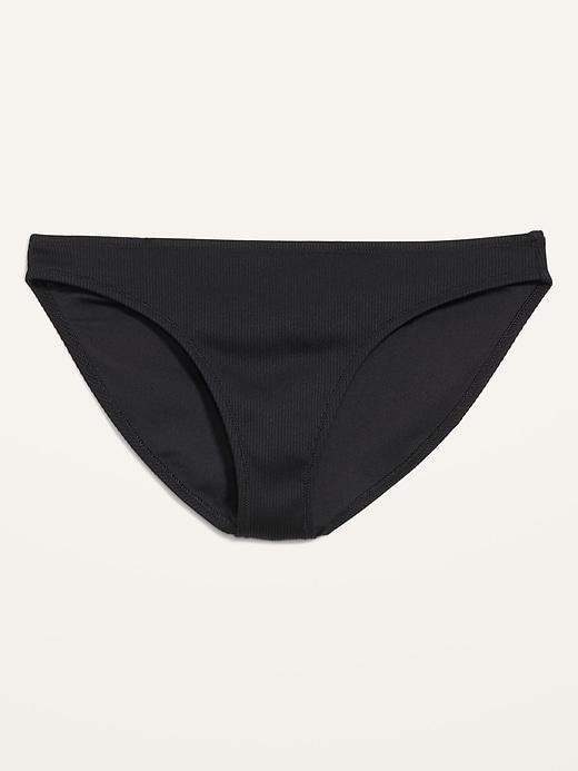 Low-Rise Classic Rib-Knit Bikini Swim Bottoms Product Image
