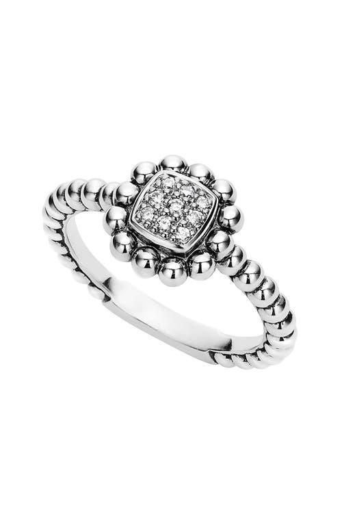 LAGOS Sterling Silver Caviar Spark Diamond Square Ring In Silver/diamond Product Image