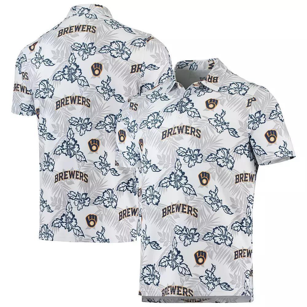 Men's Reyn Spooner White Milwaukee Brewers Performance Polo, Size: 2XL Product Image